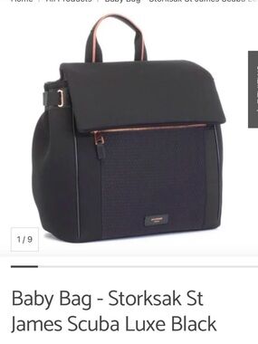 Storksak Black Scuba Luxe Duffel Bag with Rose Gold Accents